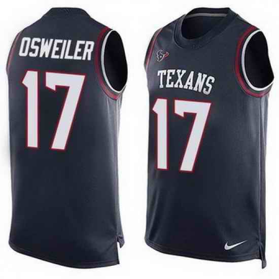 Nike Texans #17 Brock Osweiler Navy Blue Team Color Mens Stitched NFL Limited Tank Top